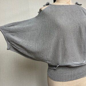 NWT Deadstock 2000s Cold Shoulder Metallic Batwing Sleeve Top Medium